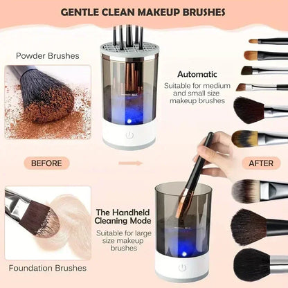 Portable Electric Makeup Brush Cleaner | USB Quick Cleaning Machine with Brush Collars