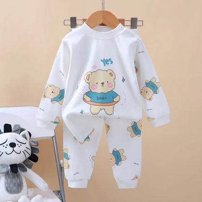 Kids Cartoon Pajama Set | 2024 Long Sleeve Toddler Sleepwear with T-Shirt & Pants