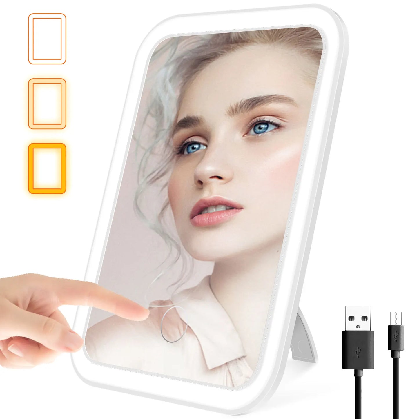 LED Lighted Makeup Mirror | Portable Dimmable Vanity Mirror with Stand for Home & Travel