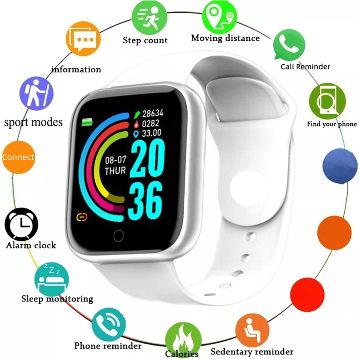 Unisex Smartwatch | Fitness Tracker, Message Alerts & Electronic Wristwatch for Android & iOS