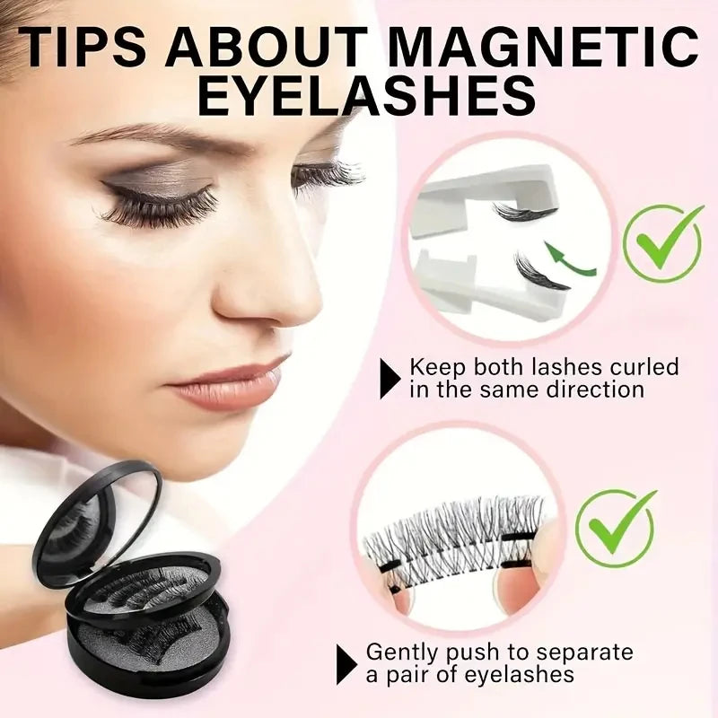 8PCS Magnetic Eyelash Kit | Reusable Natural False Lashes with Eyeliner & Applicator