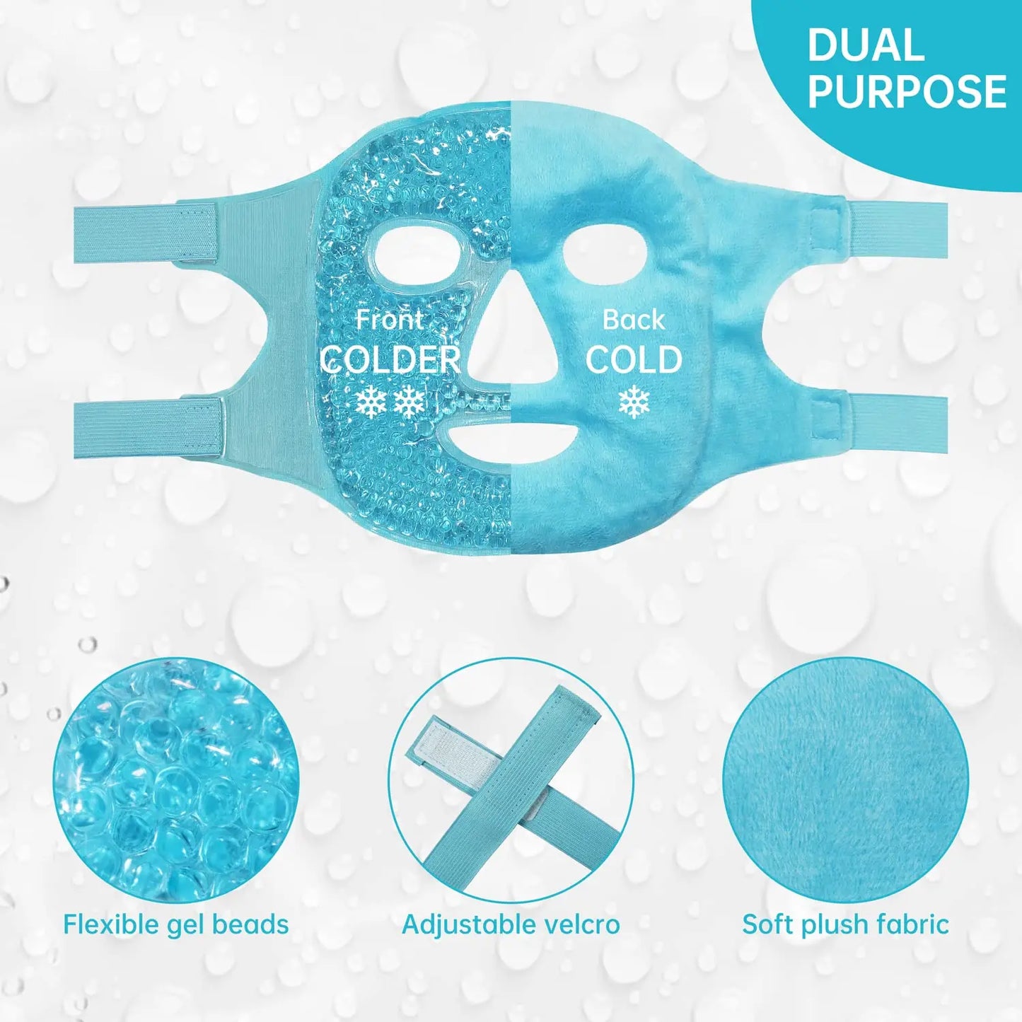 Full Face Ice Mask | Hot & Cold Gel Compress for Facial Massage & Spa Care