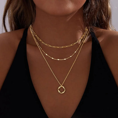 Layered Gold Necklace Set | Women’s 14K Plated Paperclip Chain & Pendant Choker