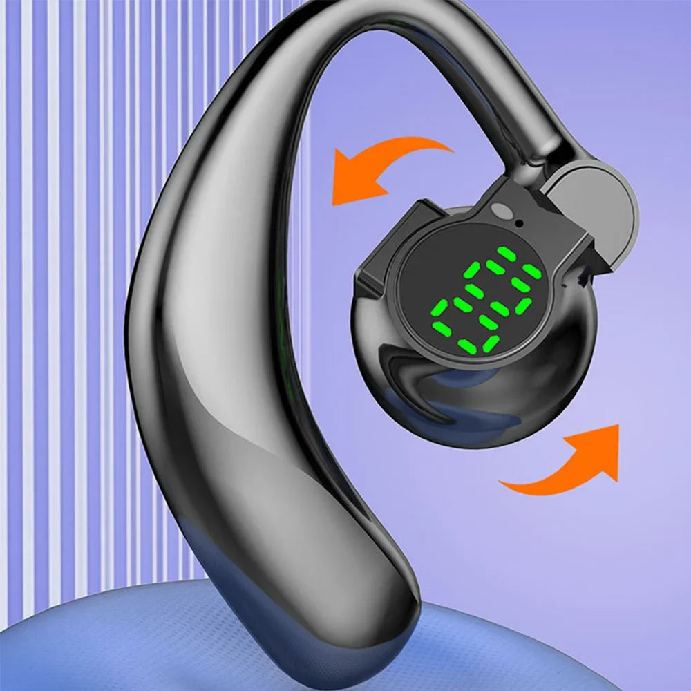 Bluetooth 5.4 Earphone | Single Wireless Earhook Headset with Mic & Noise Cancelling