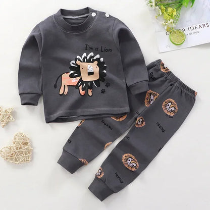 Kids Cartoon Pajama Set | 2024 Long Sleeve Toddler Sleepwear with T-Shirt & Pants
