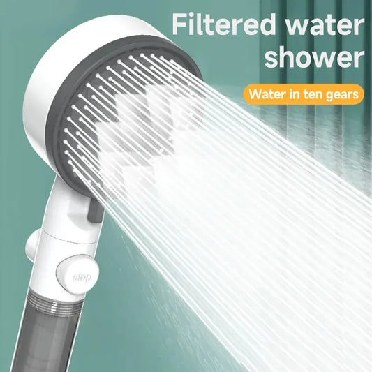 8-Mode High Pressure Shower Head | Adjustable Water Filter with One-Key Stop
