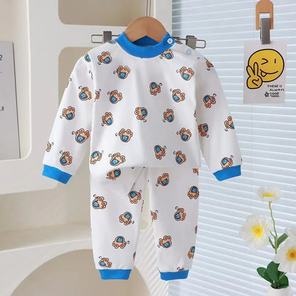 Kids Cartoon Pajama Set | 2024 Long Sleeve Toddler Sleepwear with T-Shirt & Pants