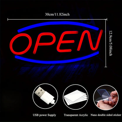 LED Open Neon Sign | USB-Powered Wall Light for Shops, Bars & Cafés
