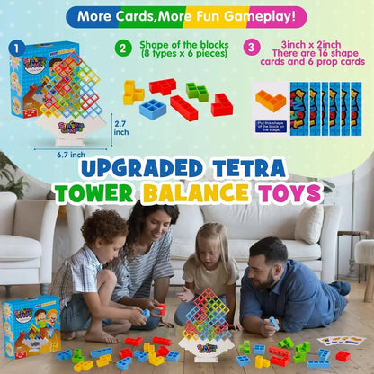 Building Block Balance Tower Game | Stacking Tetra Brick Toy for Kids & Family