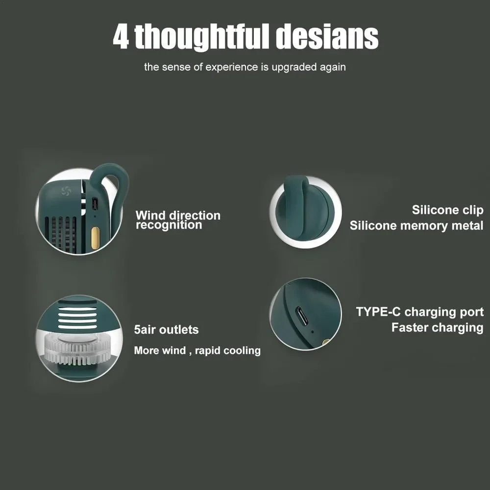 Mini Clip-On Fan | Portable Silent Bladeless Fan with 3 Speeds for Waist & Desk