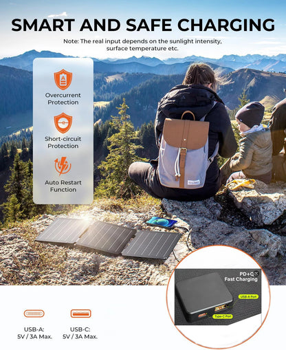 Portable Solar Charger Panel | 21W–80W Flexible USB & DC Charger for Camping