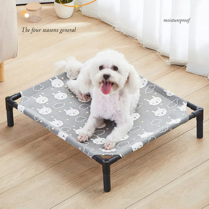 Elevated Dog Bed | Folding Portable Pet Camping Bed & Washable Cat House