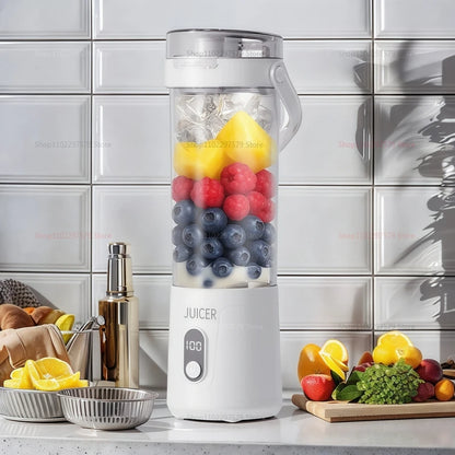 Portable Juice Blender 600ml | USB Rechargeable 12-Blade Smoothie & Milkshake Maker