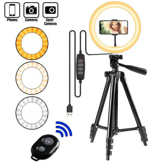 LED Selfie Ring Light with Tripod | Phone Holder Photography & Video Lighting