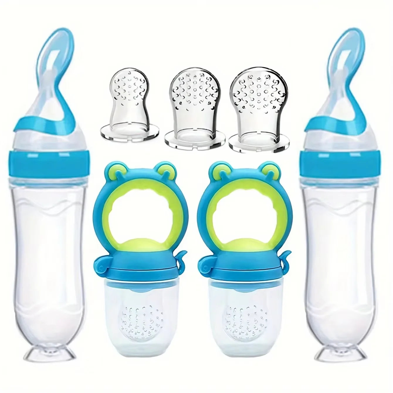 7PCS Baby Feeding Set | Silicone Bottles with Spoon & Fruit Feeder Pacifiers