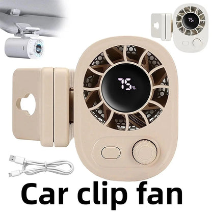 Mini Car Clip Fan | 360° Rotatable USB Rechargeable Fan with 100 Speeds