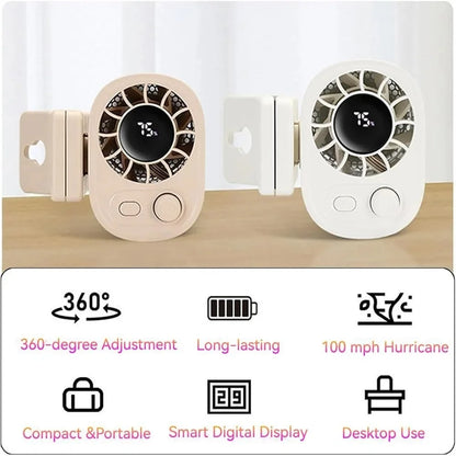 Mini Car Clip Fan | 360° Rotatable USB Rechargeable Fan with 100 Speeds
