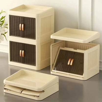 Foldable Cosmetics Storage Box | Double Door Bathroom & Household Organizer