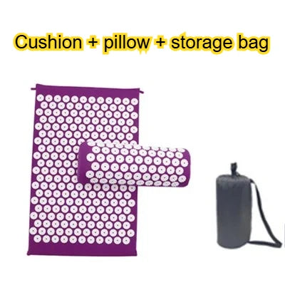 Acupressure Mat & Pillow Set | Yoga Massage Cushion for Neck, Back & Foot Relief