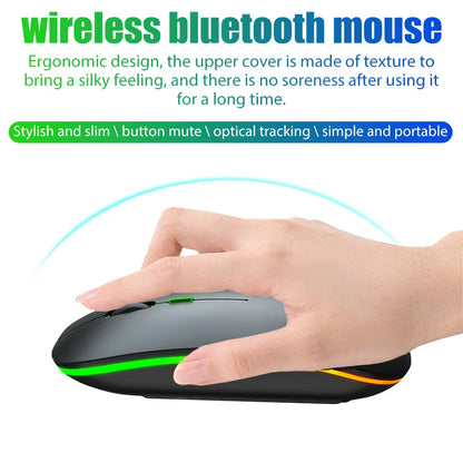 Rechargeable Wireless Mouse | Bluetooth & 2.4G USB Portable Luminous Mouse for PC, Laptop & Tablet