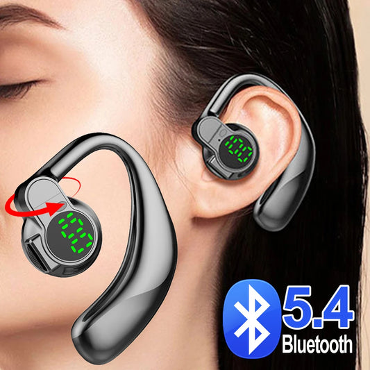 Bluetooth 5.4 Earphone | Single Wireless Earhook Headset with Mic & Noise Cancelling