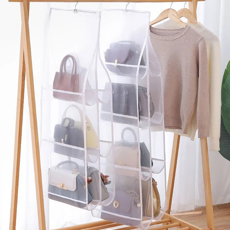 Hanging Handbag Organizer | Transparent Closet & Door Storage Bag with Pockets