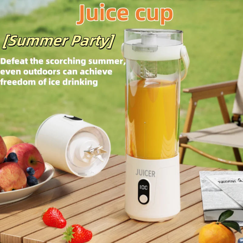 Portable Juice Blender 600ml | USB Rechargeable 12-Blade Smoothie & Milkshake Maker