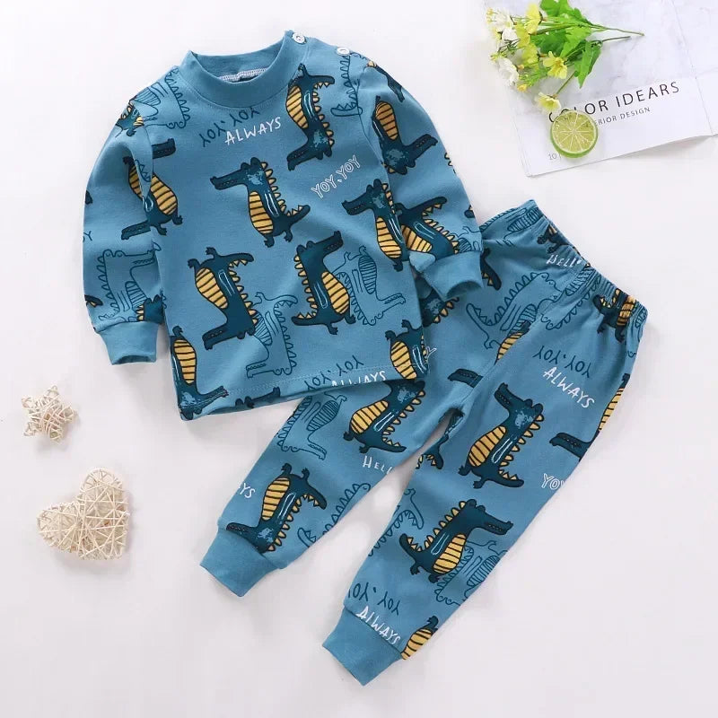 Kids Cartoon Pajama Set | 2024 Long Sleeve Toddler Sleepwear with T-Shirt & Pants