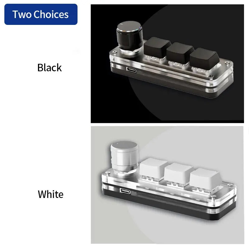 USB Mechanical Macro Keyboard | 3-Key Custom RGB Mini Keypad with Programming Knob
