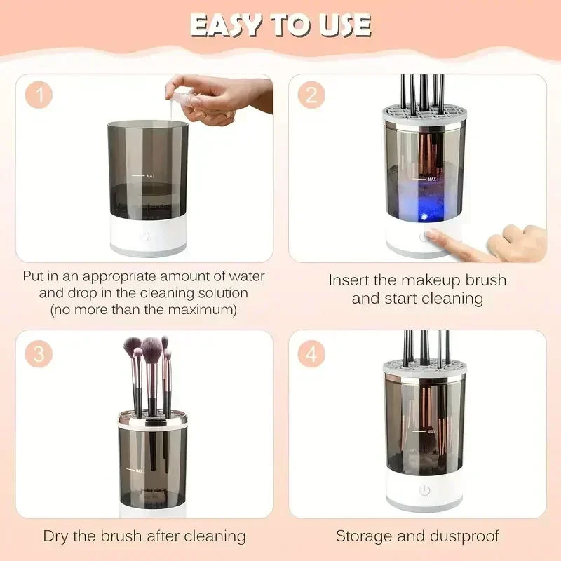 Portable Electric Makeup Brush Cleaner | USB Quick Cleaning Machine with Brush Collars