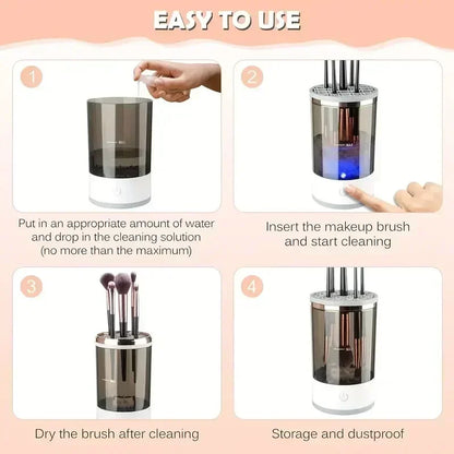 Portable Electric Makeup Brush Cleaner | USB Quick Cleaning Machine with Brush Collars