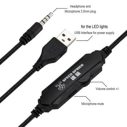 G2000 Gaming Headset | Stereo Headphones with Mic & LED Lights for PC, PS4 & Xbox