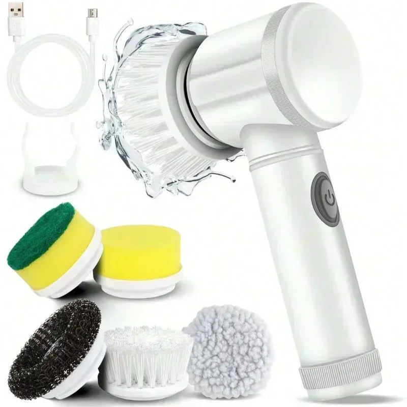 Electric Spin Scrubber | Power Bathroom Cleaning Brush with 5 Replaceable Heads
