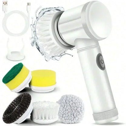 Electric Spin Scrubber | Power Bathroom Cleaning Brush with 5 Replaceable Heads
