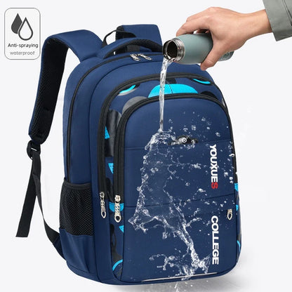 Large Capacity Boys’ School Backpack | Waterproof Multi-Layer Bag for Students
