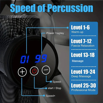 Professional Massage Gun | LCD Display Deep Tissue Massager with 99 Speed Levels