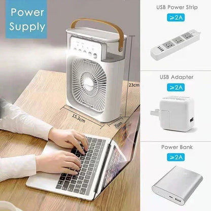 3-in-1 Mini Air Cooler | Portable Fan, LED Night Light & Humidifier for Home & Office