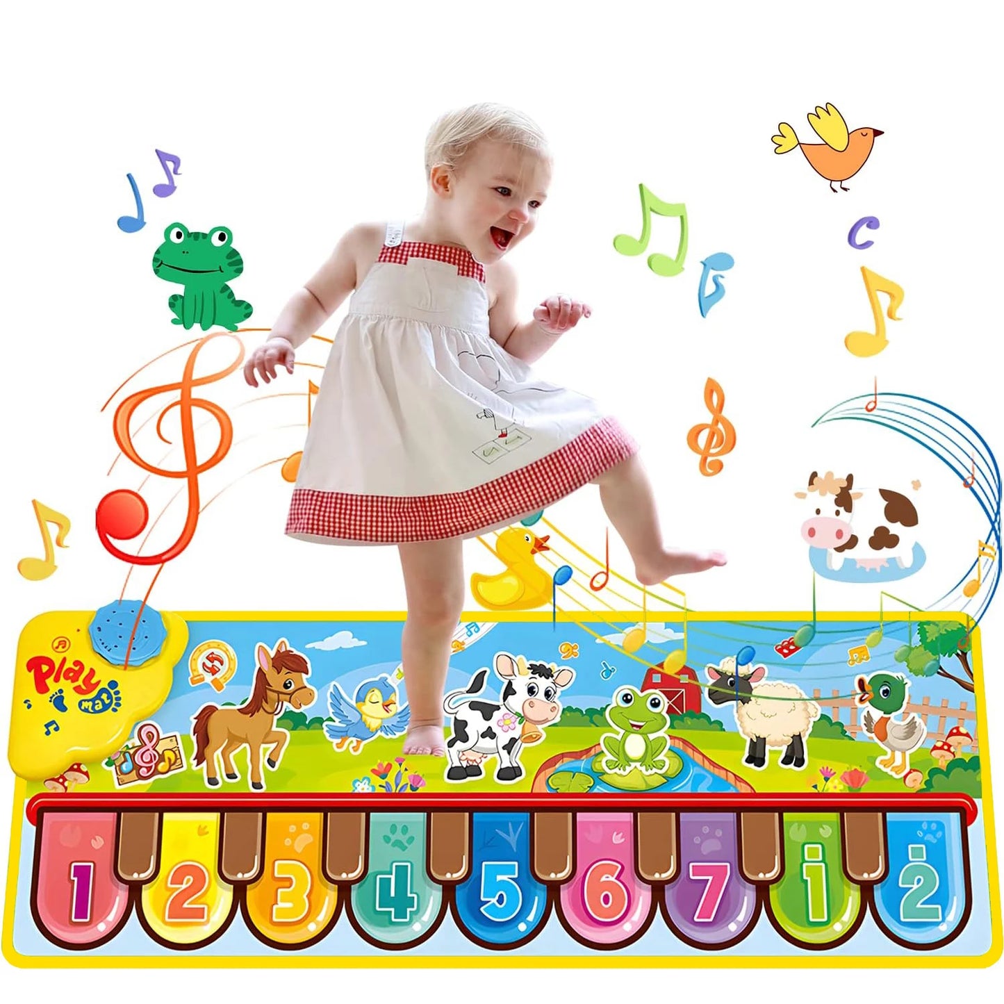 Musical Piano Floor Mat | Interactive Kids Playmat with Music & Animal Sounds
