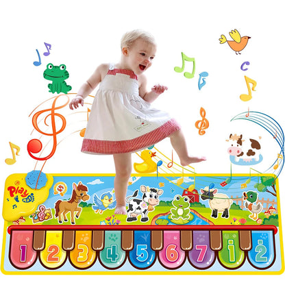 Musical Piano Floor Mat | Interactive Kids Playmat with Music & Animal Sounds