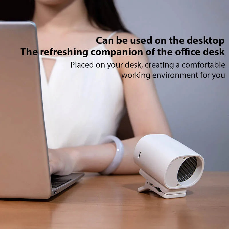 Car Clip-On Fan | 360° Rotatable USB Rechargeable Fan with 100 Speeds