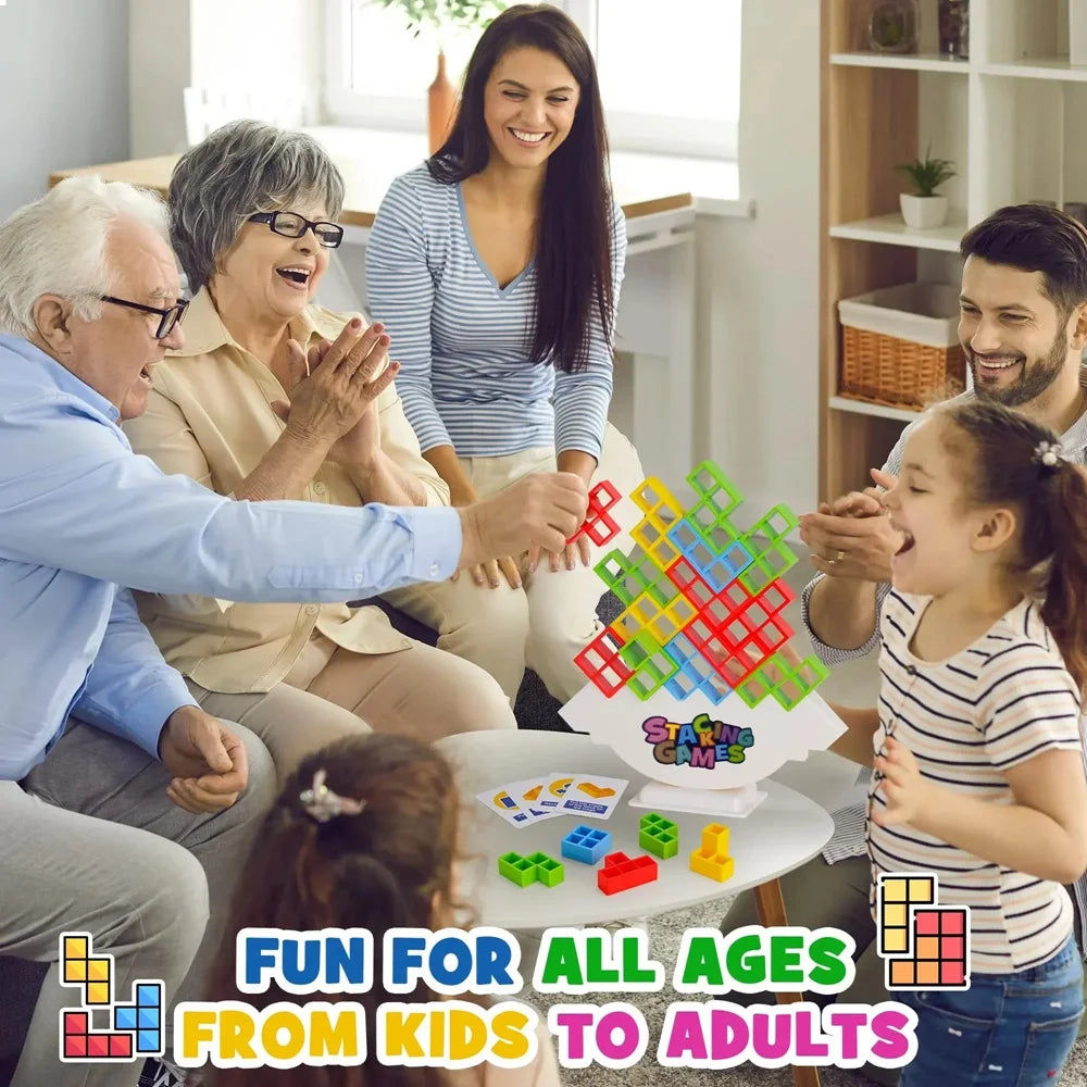 Building Block Balance Tower Game | Stacking Tetra Brick Toy for Kids & Family