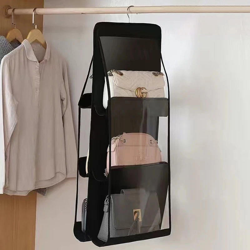 Hanging Handbag Organizer | Transparent Closet & Door Storage Bag with Pockets