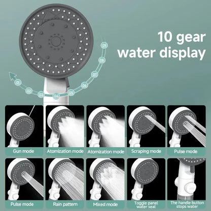 8-Mode High Pressure Shower Head | Adjustable Water Filter with One-Key Stop
