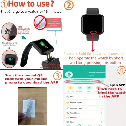 Unisex Smartwatch | Fitness Tracker, Message Alerts & Electronic Wristwatch for Android & iOS