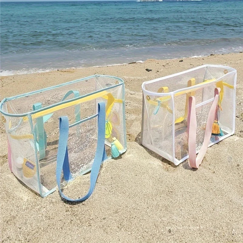 Large Clear Beach Bag | Waterproof & Sandproof Tote for Swimming, Sports & Travel