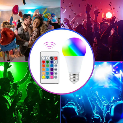 RGB LED Bulb with Remote | 16-Color E27 Dimmable Smart Light for Home
