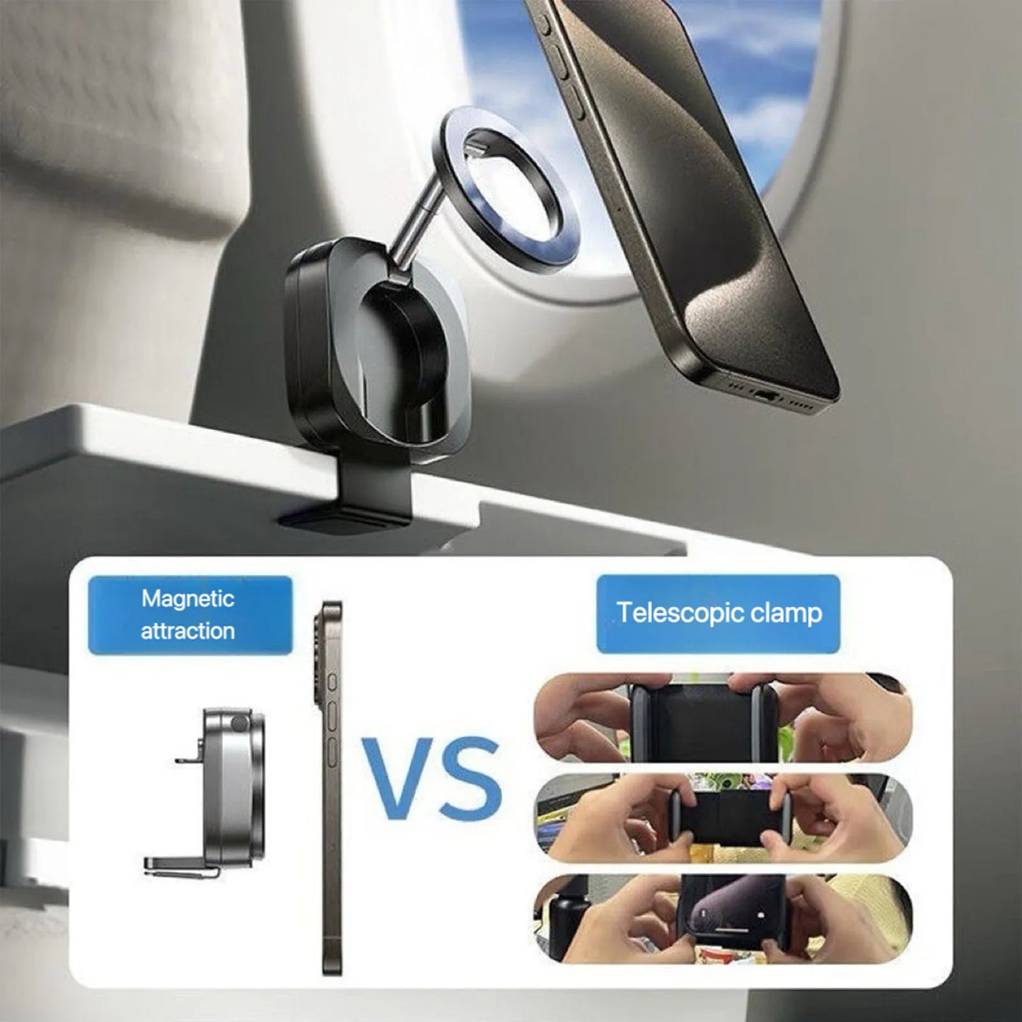 Magnetic Car Phone Mount | Foldable Backseat Holder for GPS, Calls & Video