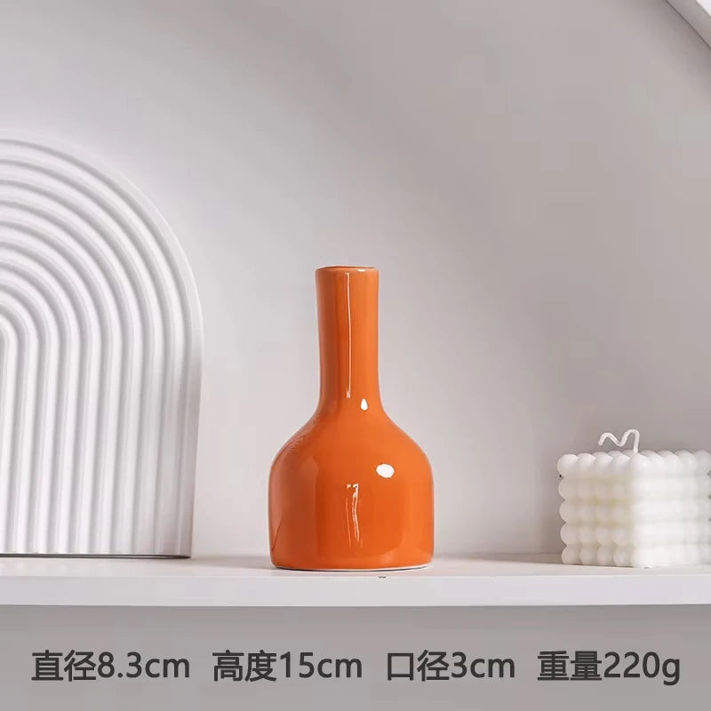 Modern Ceramic Vase | Minimalist Orange Home Décor Flower Vase