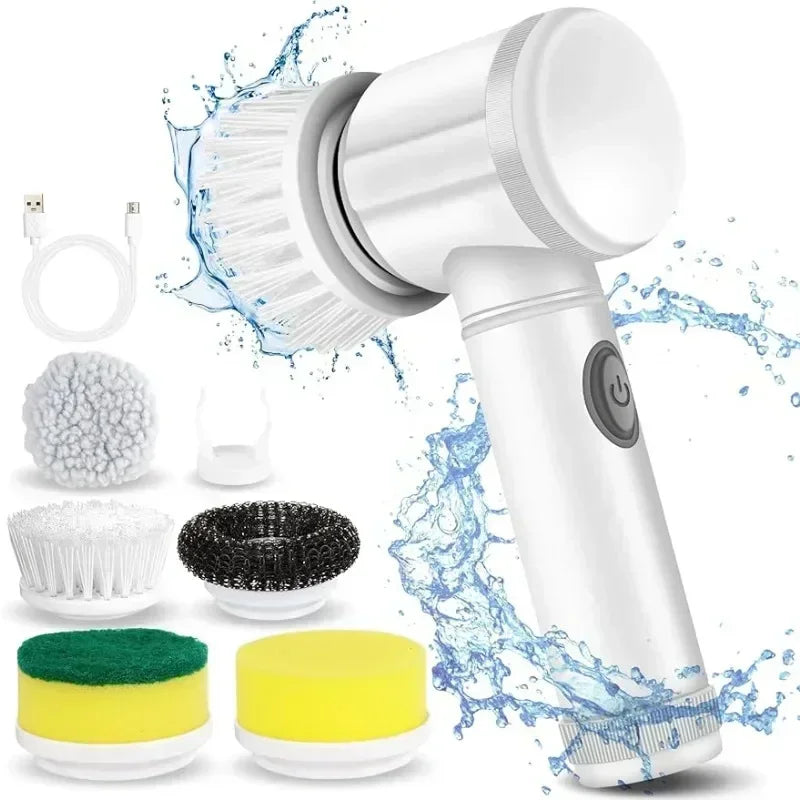 Electric Spin Scrubber | Power Bathroom Cleaning Brush with 5 Replaceable Heads
