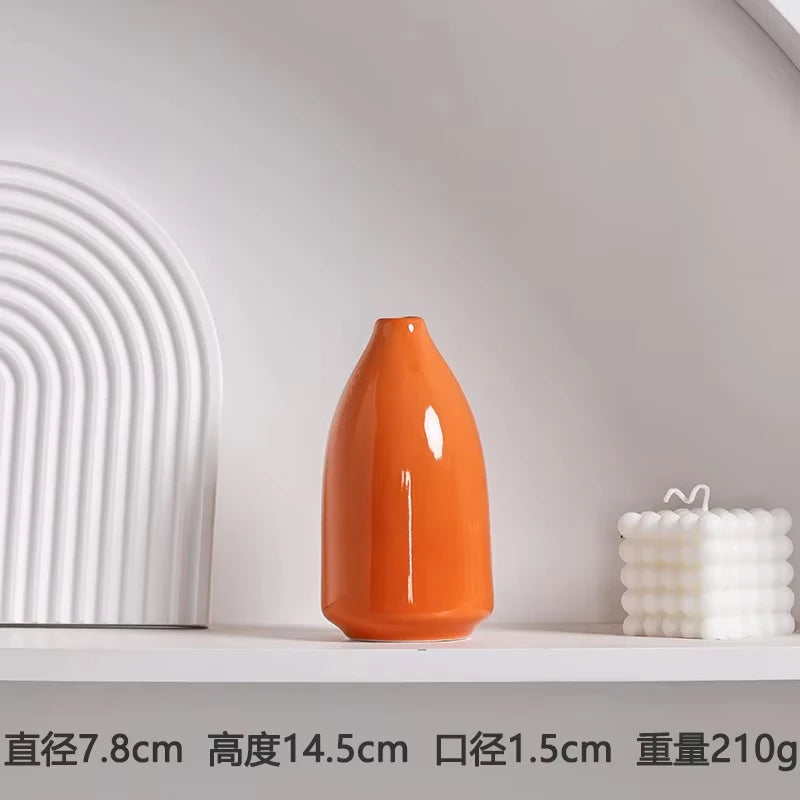 Modern Ceramic Vase | Minimalist Orange Home Décor Flower Vase